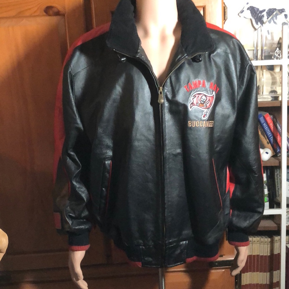 GENUINE NFL LEATHER TAMPA BAY BUCCANEERS JACKET L!